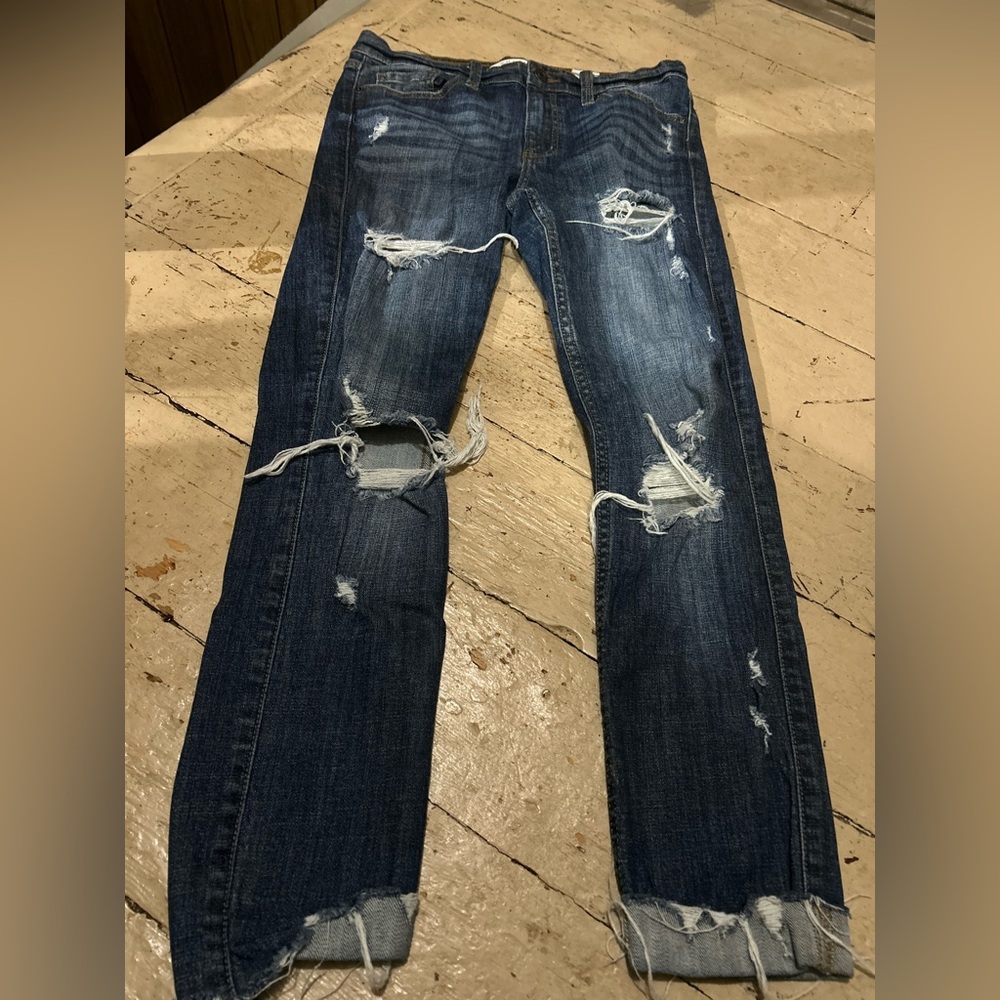 Eunina Women's Distressed Dark Blue Skinny Jeans